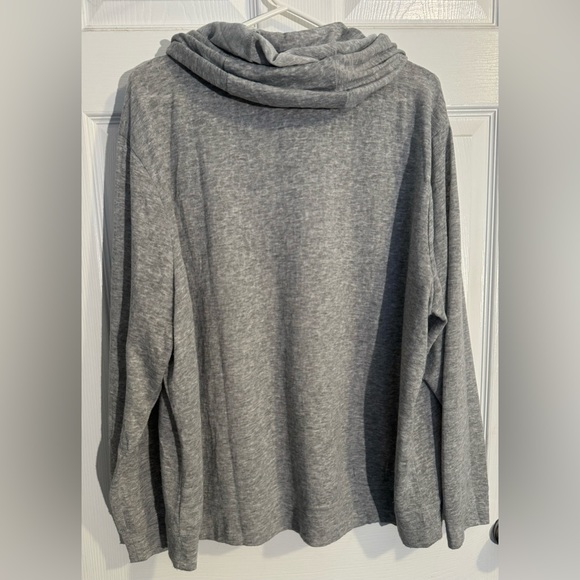 NY Collection Gray Cowl Neck Hooded Sweatshirt 3X - Picture 2 of 10